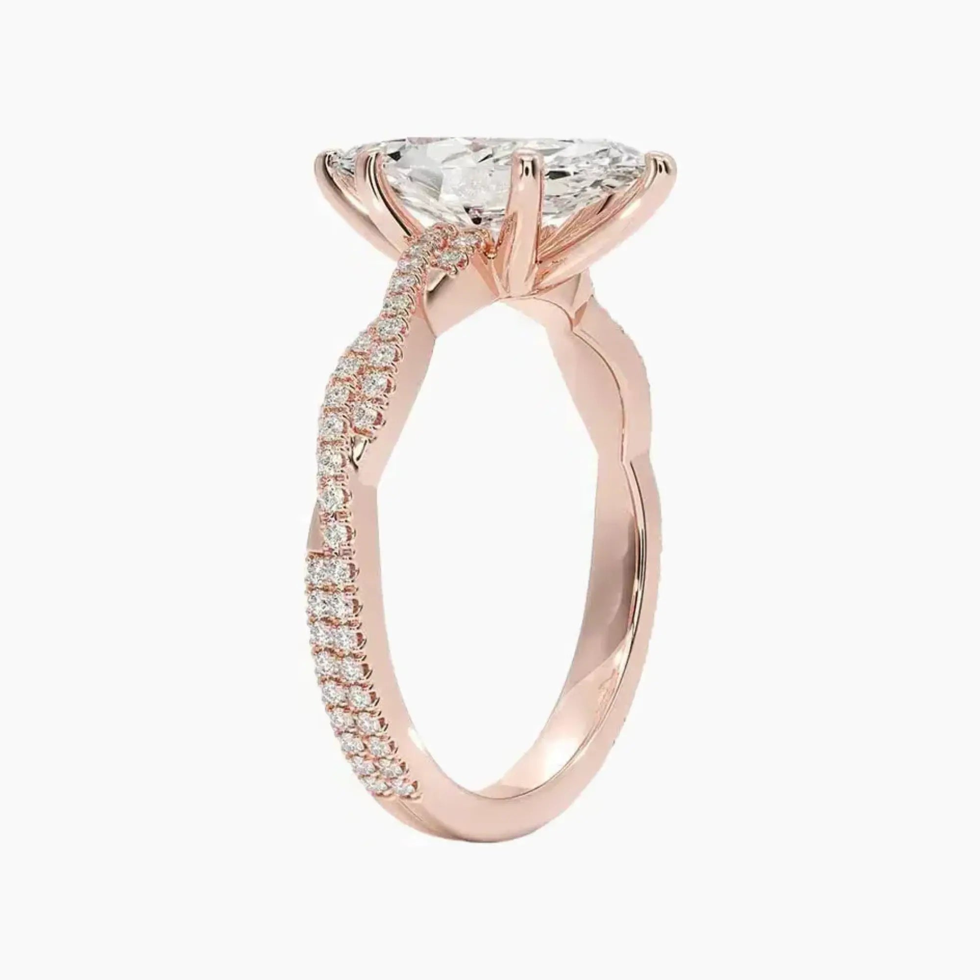Cassia Marquise Designer 2.5 Carat Lab Grown Diamond Engagement Ring in 18K Rose Gold