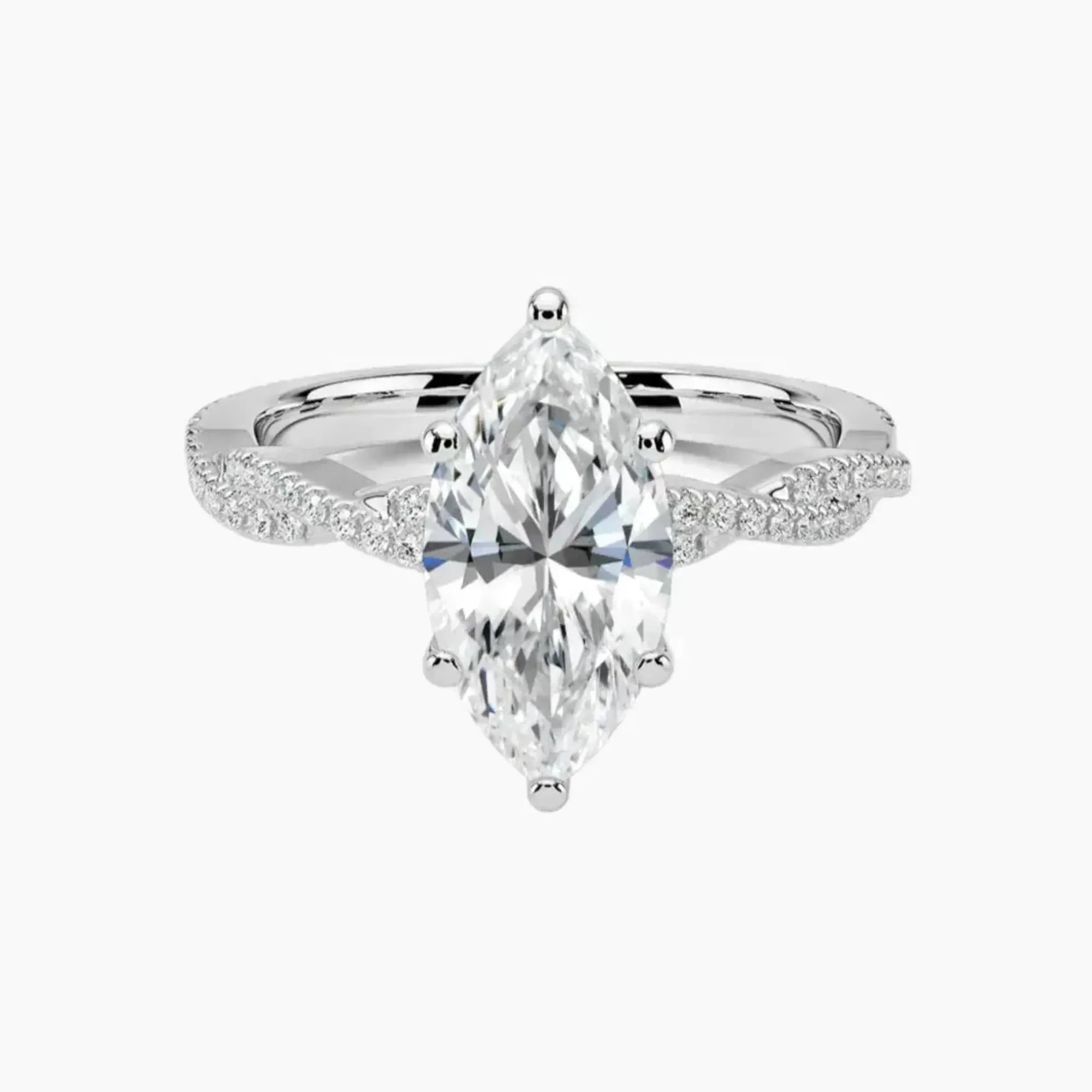 Briar Marquise Designer Diamond Ring Setting in 18K White Gold