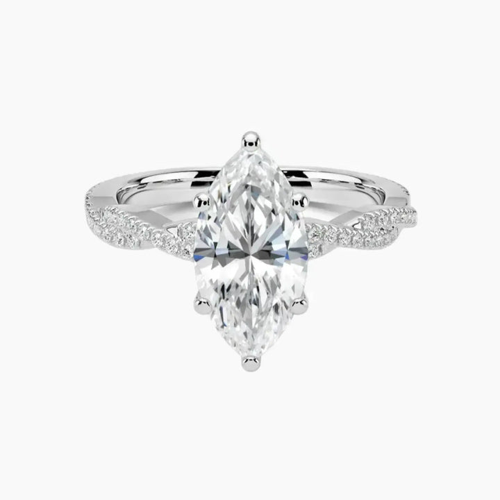 Cassia Marquise Designer 1 Carat Lab Grown Diamond Engagement Ring in 18K White Gold