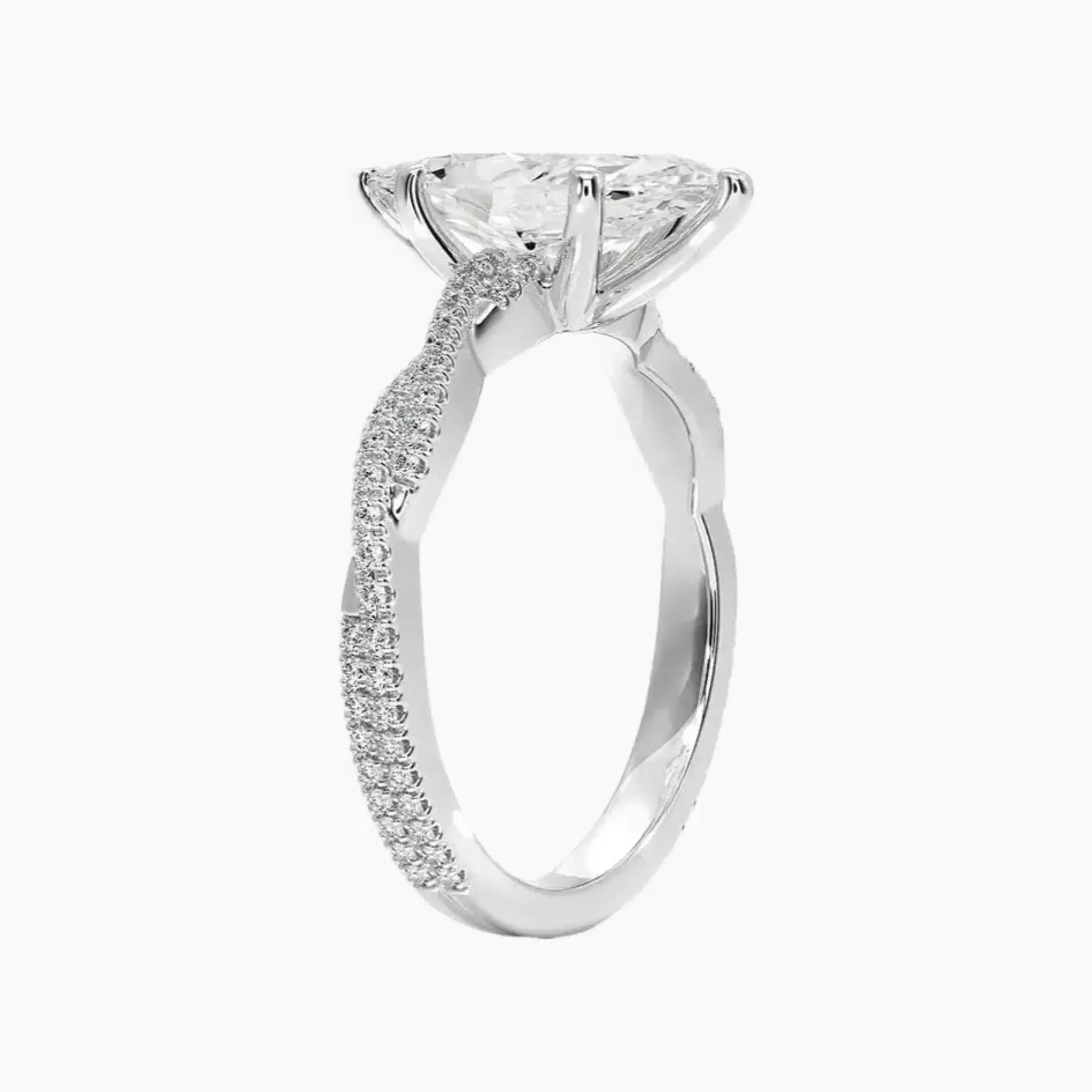Cassia Marquise Designer Diamond Ring Setting in 18K White Gold
