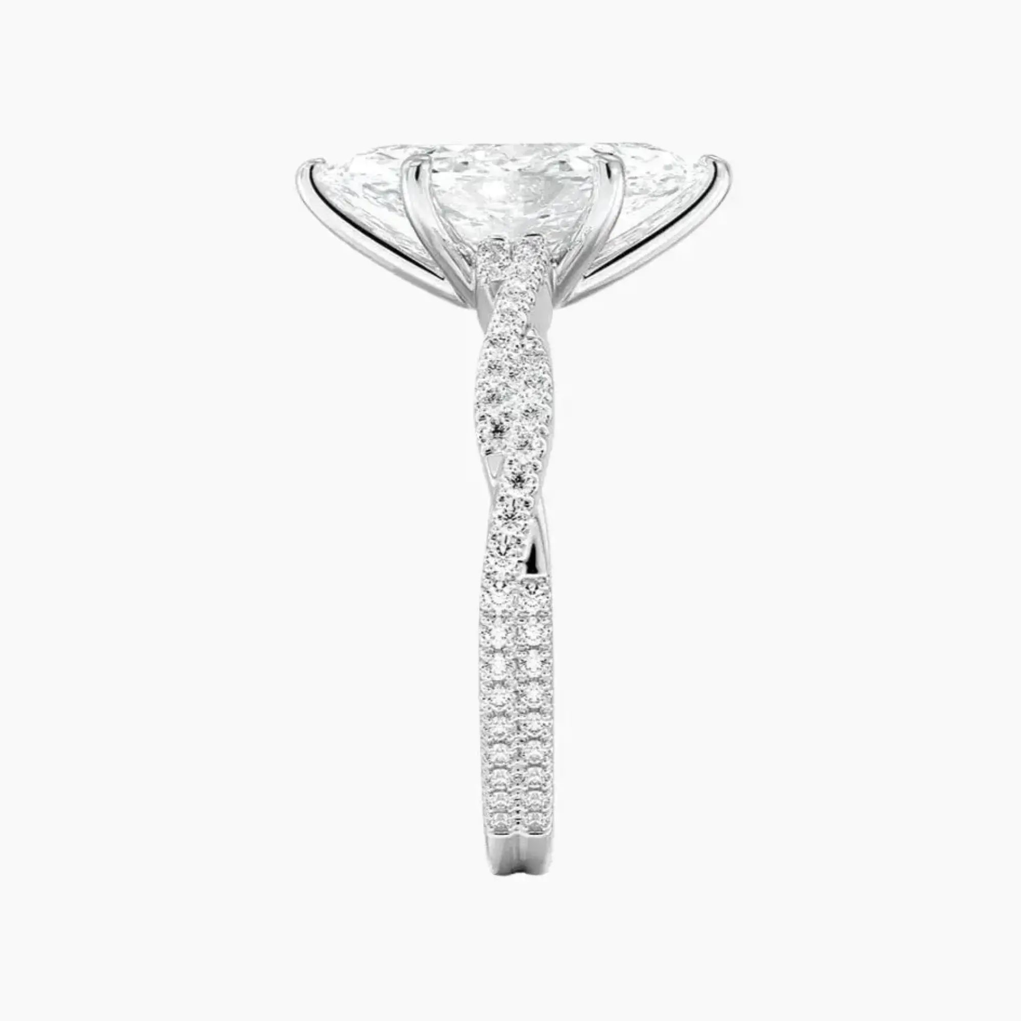 Cassia Marquise Designer Diamond Ring Setting in 14K White Gold