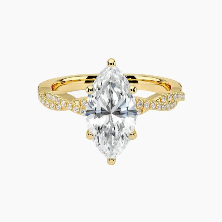Cassia Marquise Designer 1 Carat Lab Grown Diamond Engagement Ring in 14K Yellow Gold
