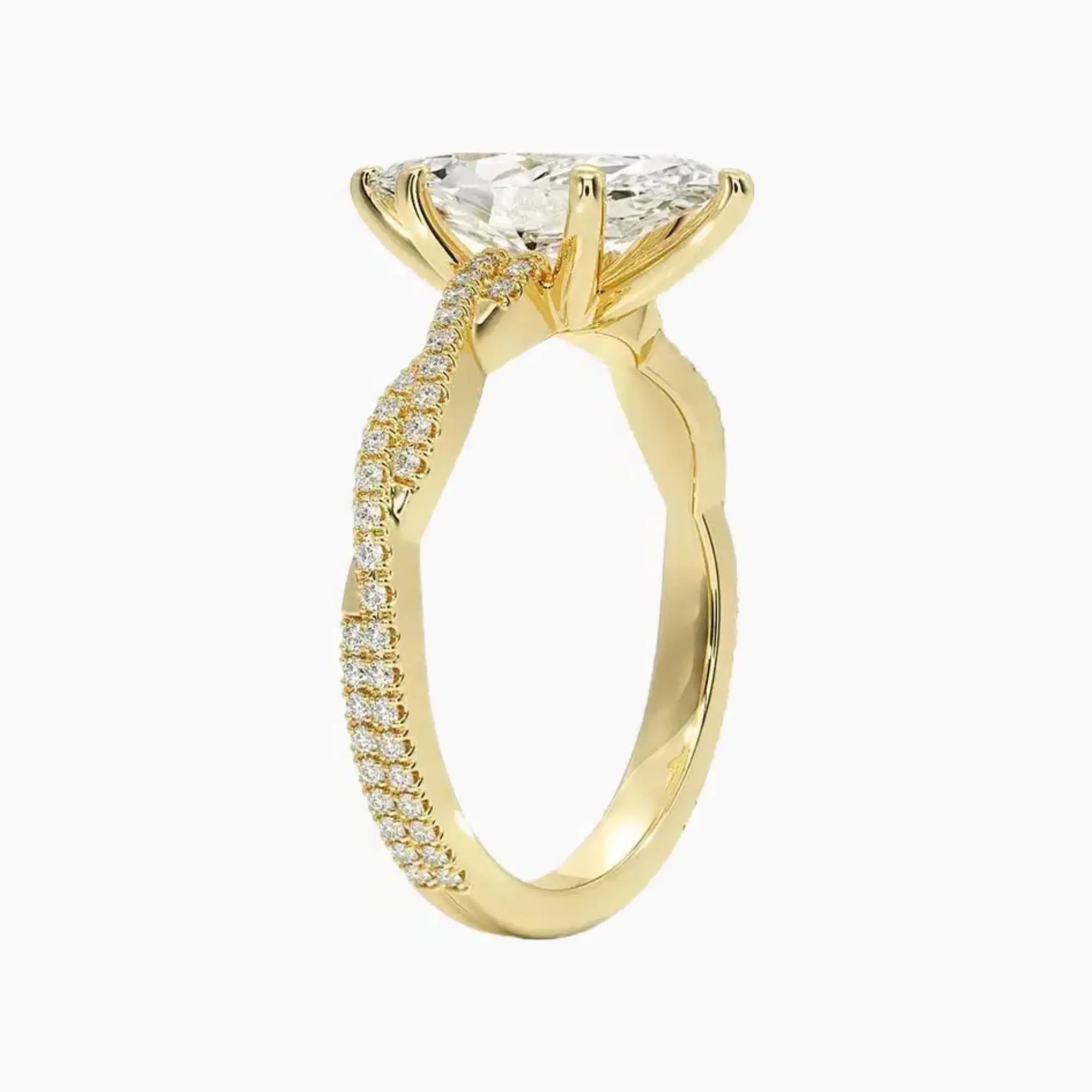 Cassia Marquise Designer 3 Carat Lab Grown Diamond Engagement Ring in 18K Yellow Gold