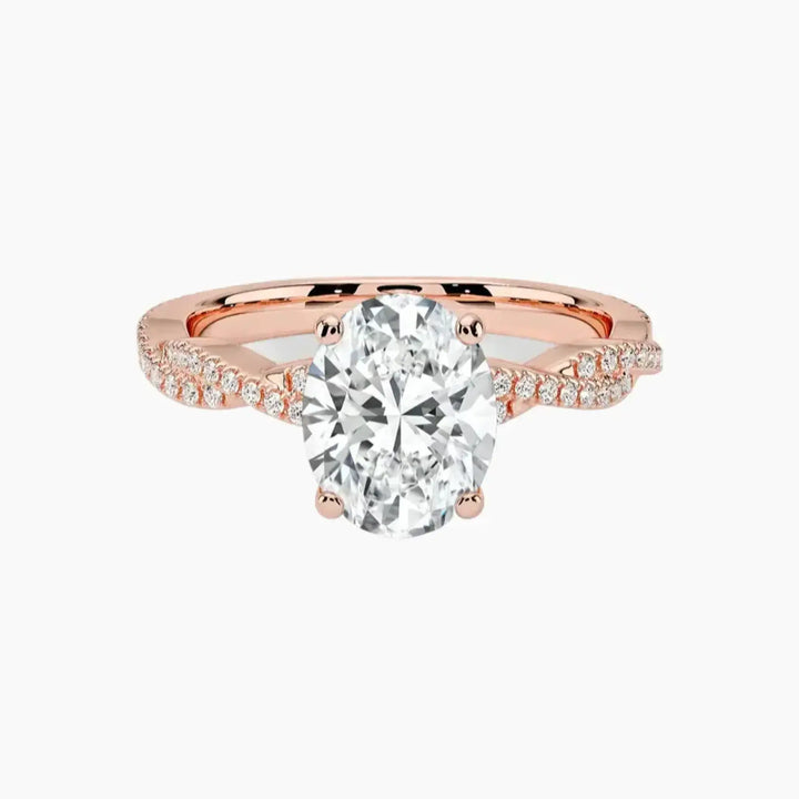 Cassia Oval Designer 3 Carat Lab Grown Diamond Engagement Ring in 18K Rose Gold