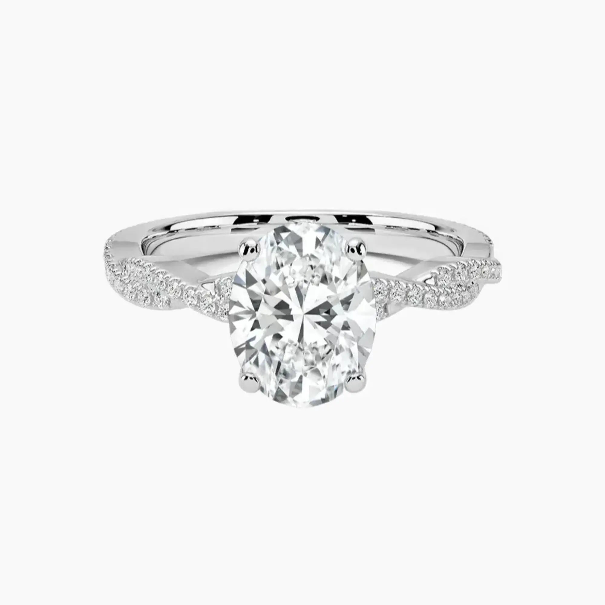 Briar Oval Designer 2 Carat Lab Grown Diamond Engagement Ring in 14K White Gold