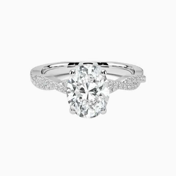 Cassia Oval Designer 2 Carat Lab Grown Diamond Engagement Ring in 14K White Gold