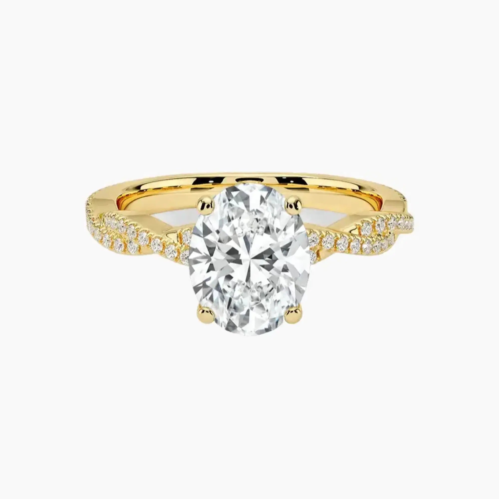 Cassia Oval Designer 1.5 Carat Lab Grown Diamond Engagement Ring in 14K Yellow Gold