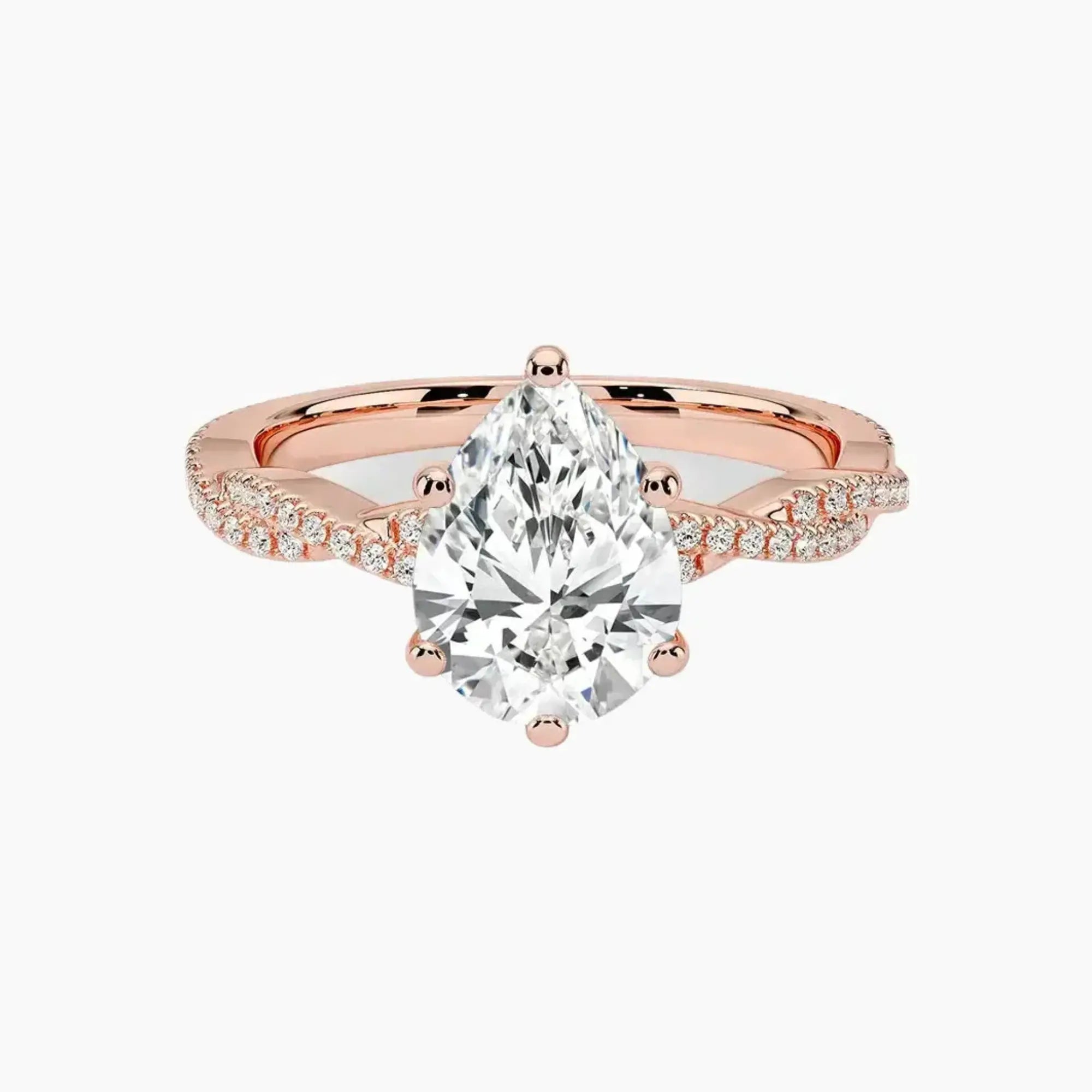 Cassia Pear Designer 2 Carat Lab Grown Diamond Engagement Ring in 18K Yellow Gold