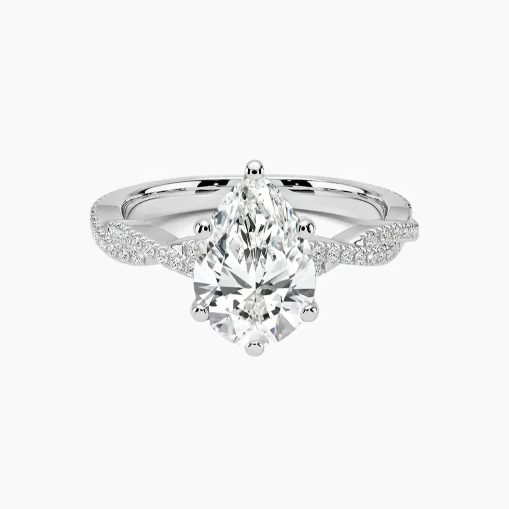 Briar Pear Designer 3 Carat Lab Grown Diamond Engagement Ring in 14K Rose Gold
