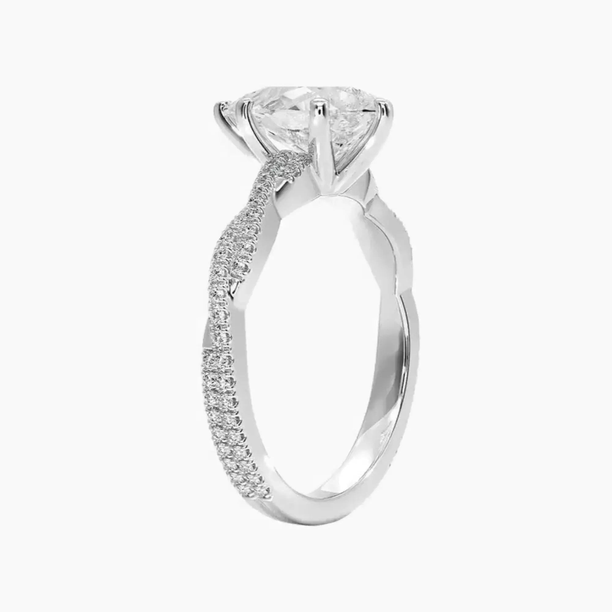 Cassia Pear Designer 2 Carat Lab Grown Diamond Engagement Ring in 18K White Gold