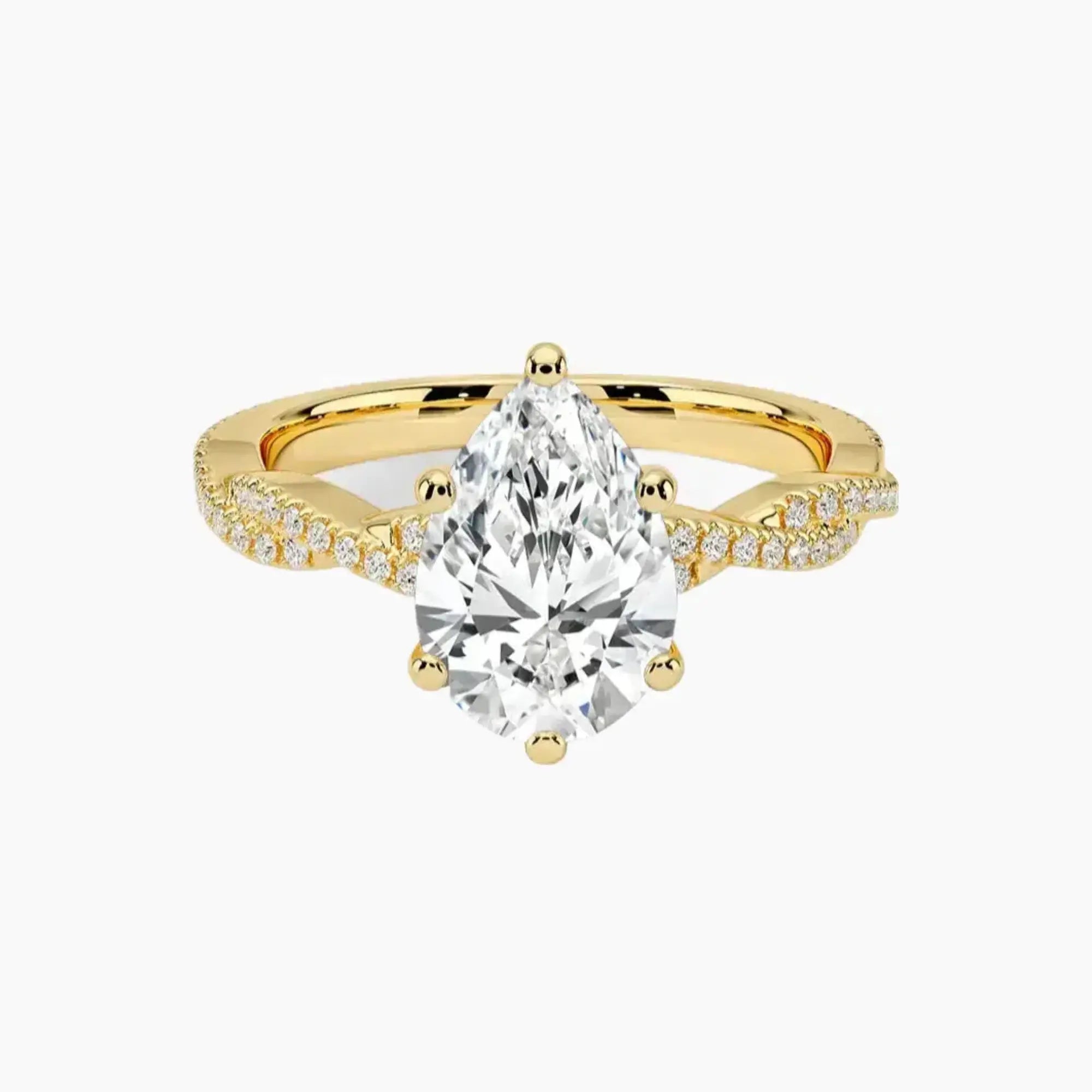 Cassia Pear Designer Diamond Ring Setting in 14K White Gold