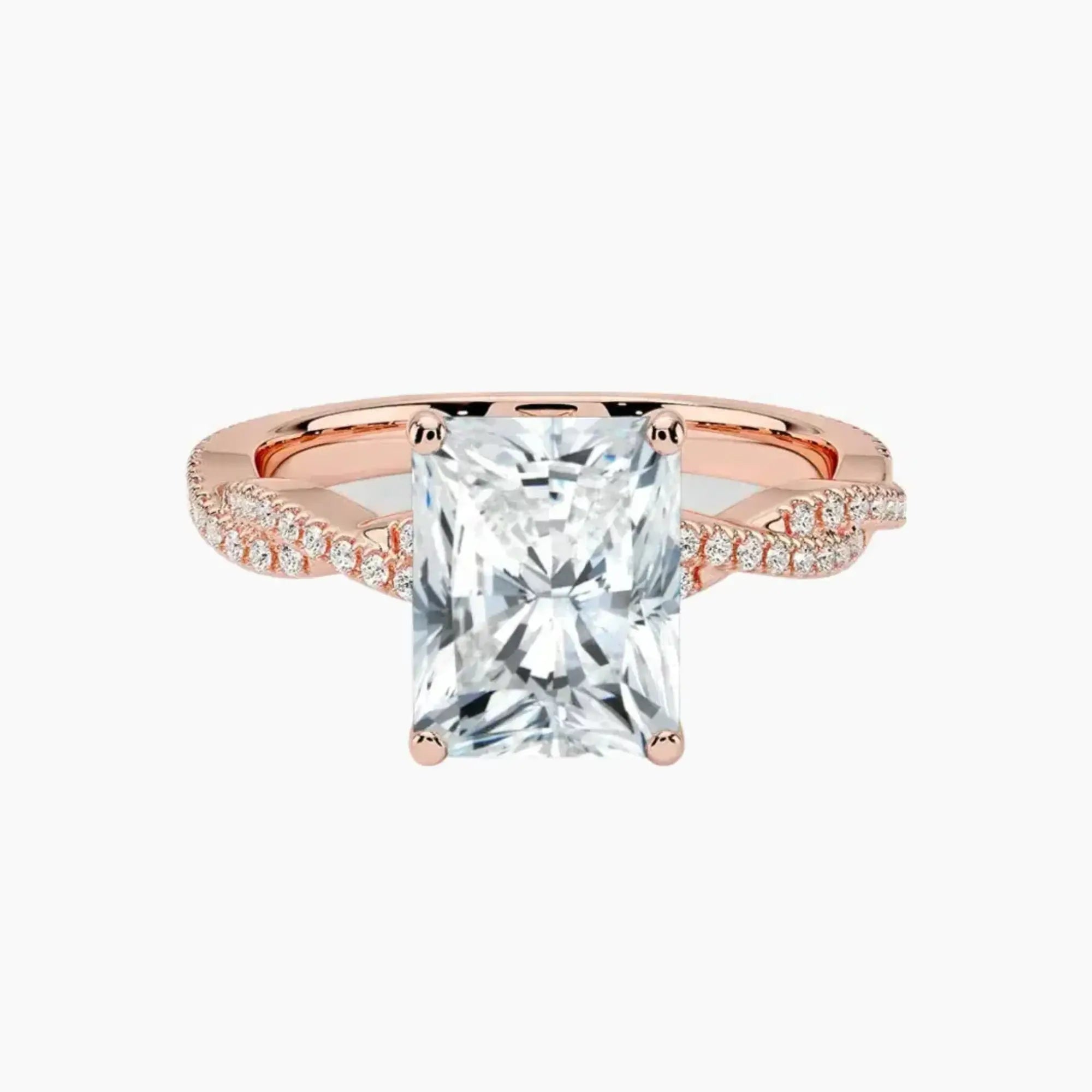 Cassia Radiant Designer 2 Carat Lab Grown Diamond Engagement Ring in 18K Rose Gold