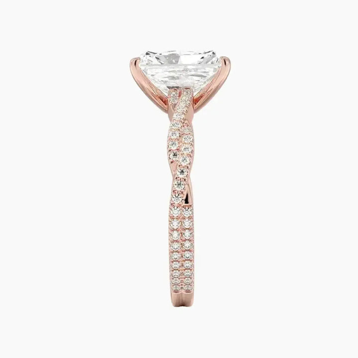 Cassia Radiant Designer 3 Carat Lab Grown Diamond Engagement Ring in 18K White Gold