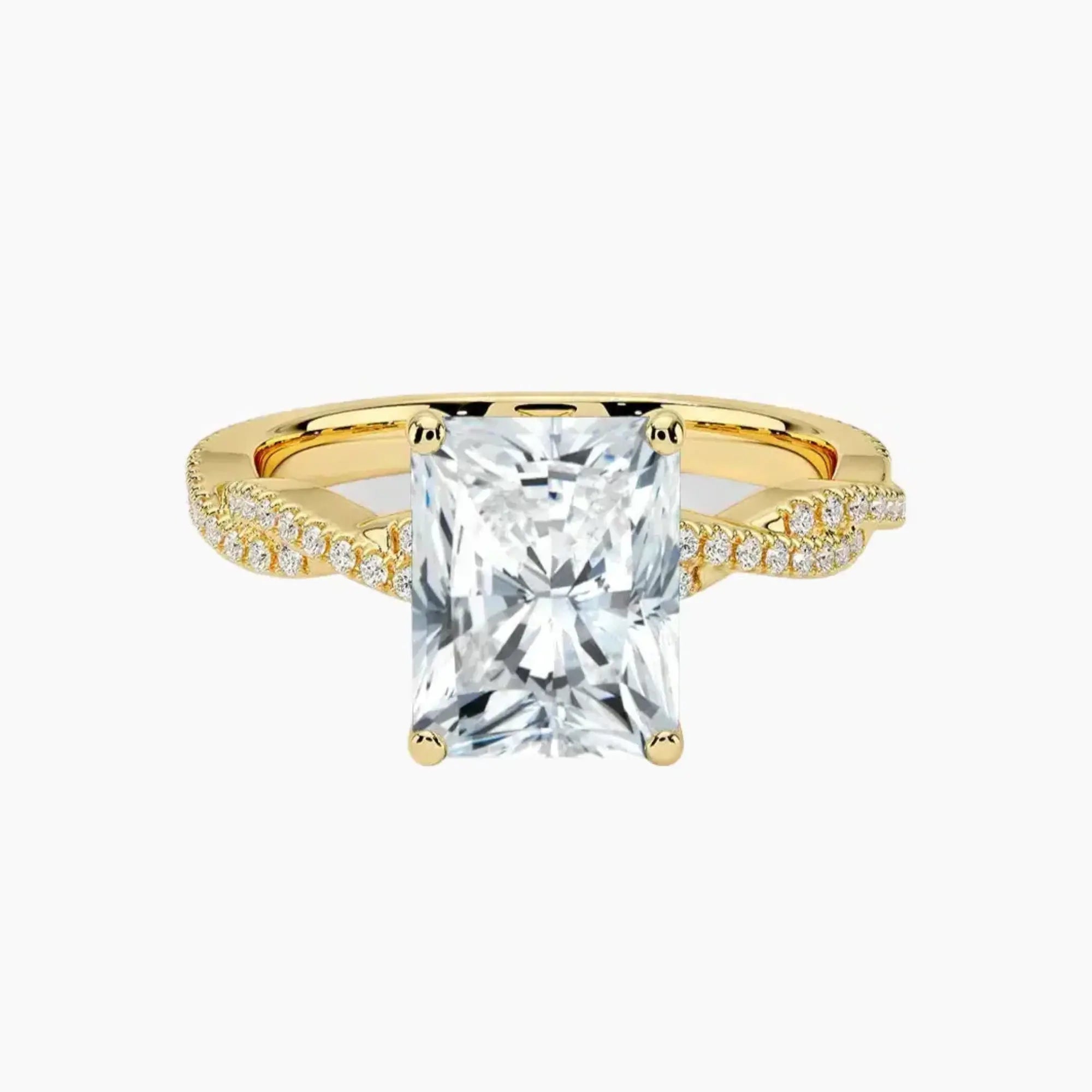 Cassia Radiant Designer 2 Carat Lab Grown Diamond Engagement Ring in 18K Yellow Gold