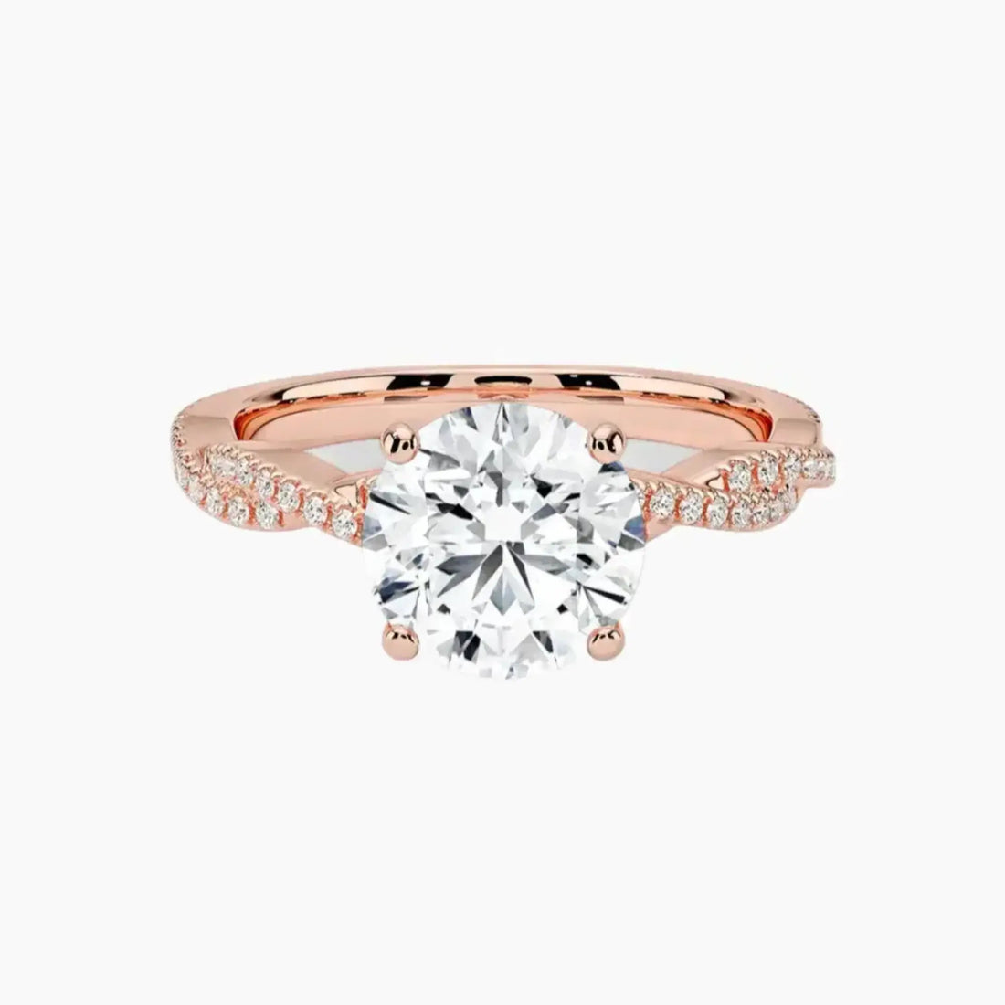 Cassia Round Designer 3 Carat Lab Grown Diamond Engagement Ring in 14K Yellow Gold