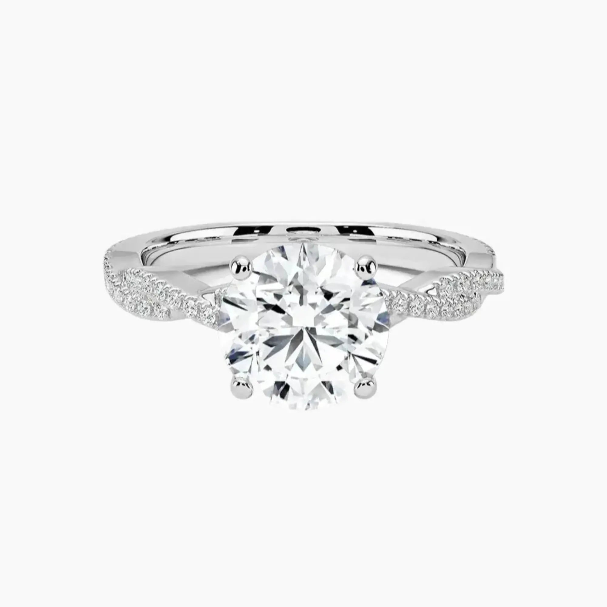 Cassia Round Designer 2.5 Carat Lab Grown Diamond Engagement Ring in 14K White Gold
