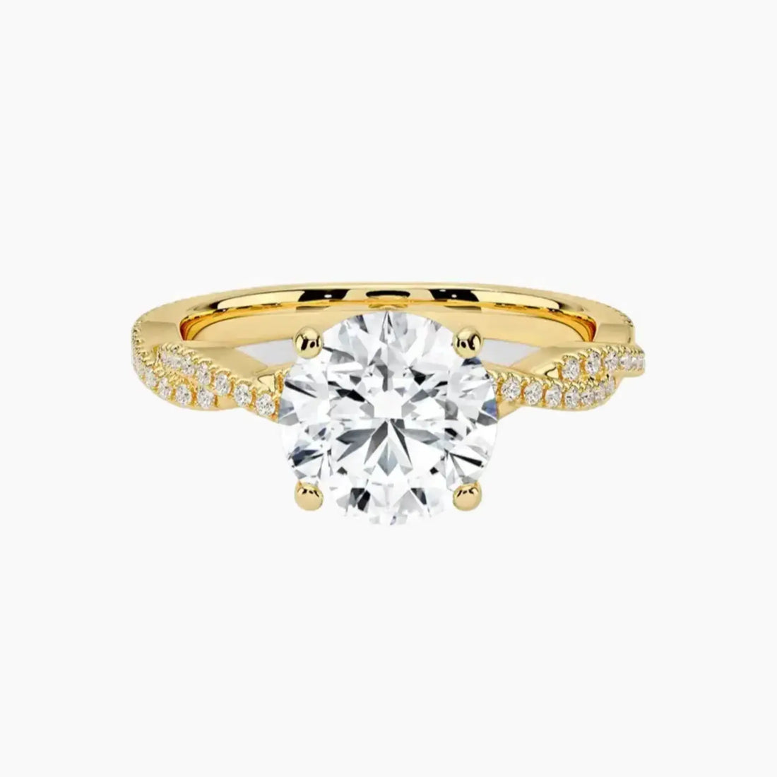 Cassia Round Designer 2.5 Carat Lab Grown Diamond Engagement Ring in 14K Yellow Gold
