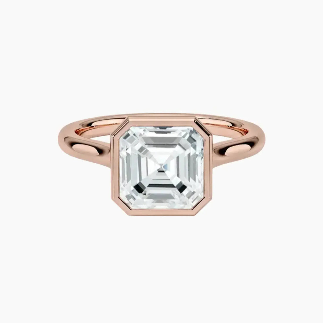 Jovienne Asscher Solitaire Diamond Ring Setting in 14K Rose Gold
