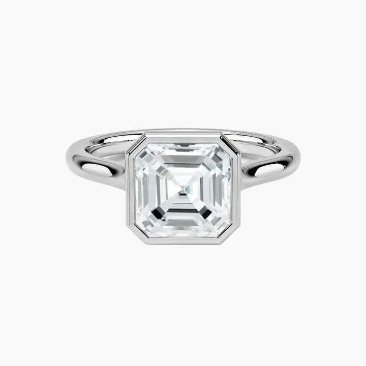 Jovienne Asscher Solitaire 1 Carat Lab Grown Diamond Engagement Ring in 18K White Gold