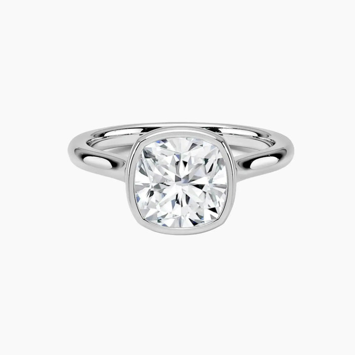 Jovienne Cushion Solitaire 2 Carat Lab Grown Diamond Engagement Ring in 18K White Gold