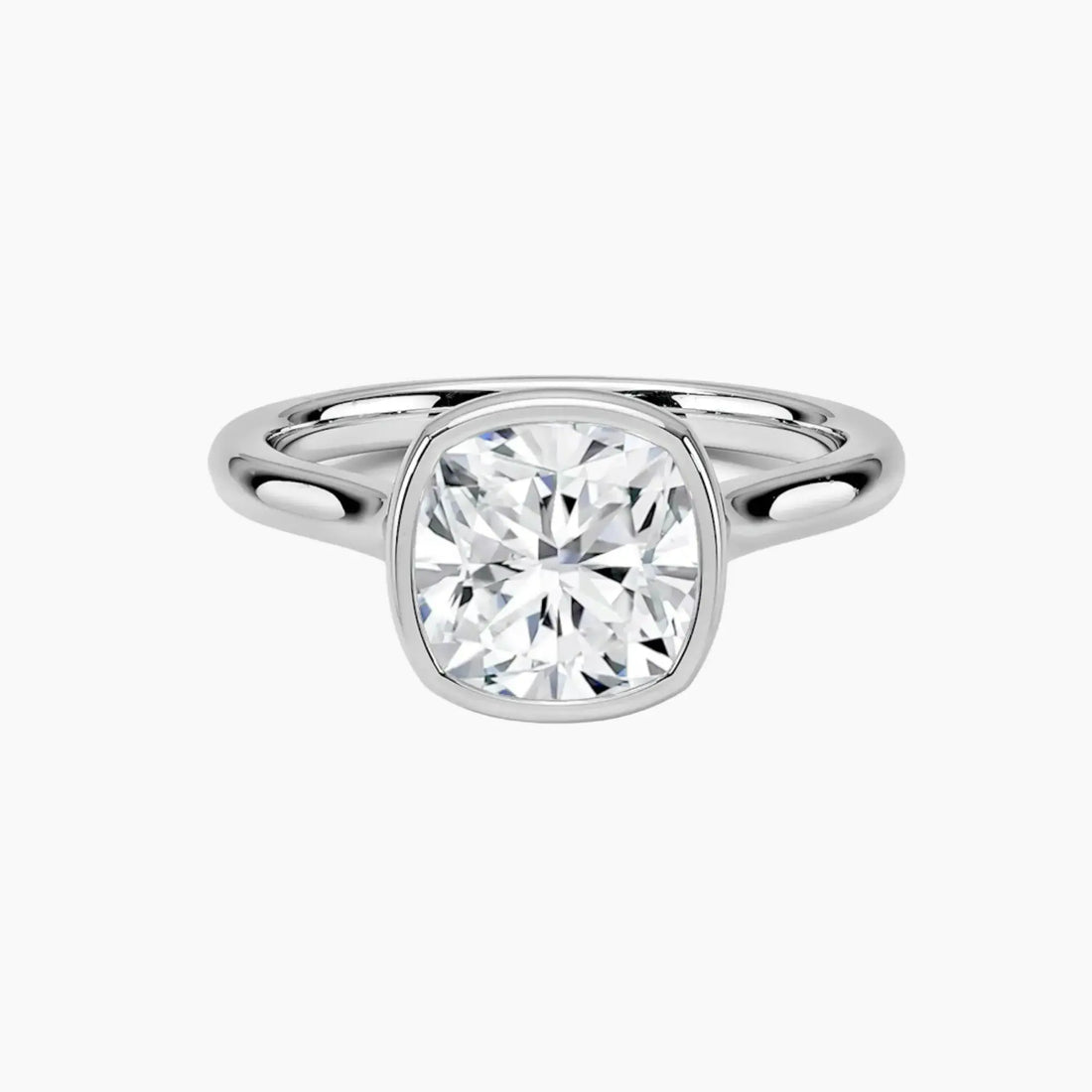 Jovienne Cushion Solitaire 3 Carat Lab Grown Diamond Engagement Ring in 18K White Gold