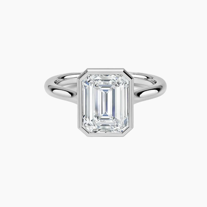 Jovienne Emerald Solitaire 2 Carat Lab Grown Diamond Engagement Ring in 18K White Gold