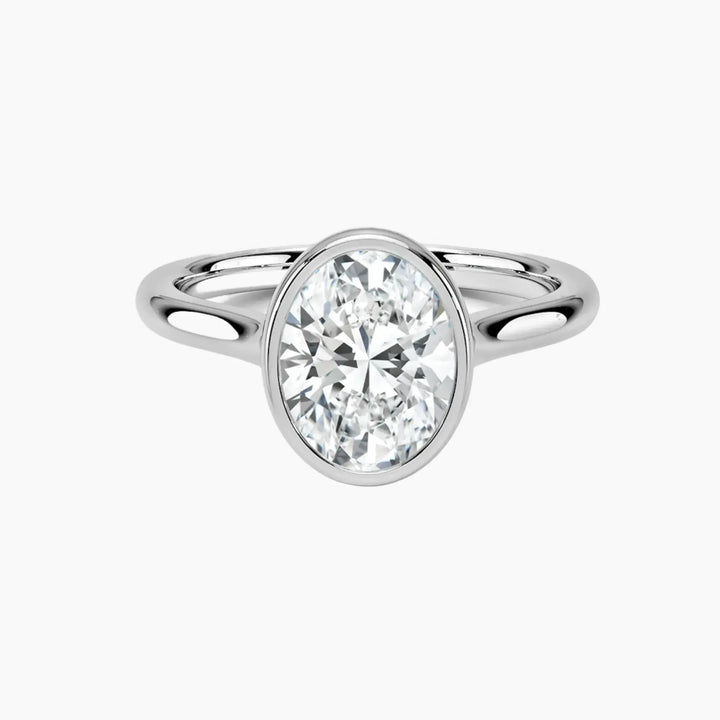 Jovienne Oval Solitaire 3 Carat Lab Grown Diamond Engagement Ring in 14K White Gold