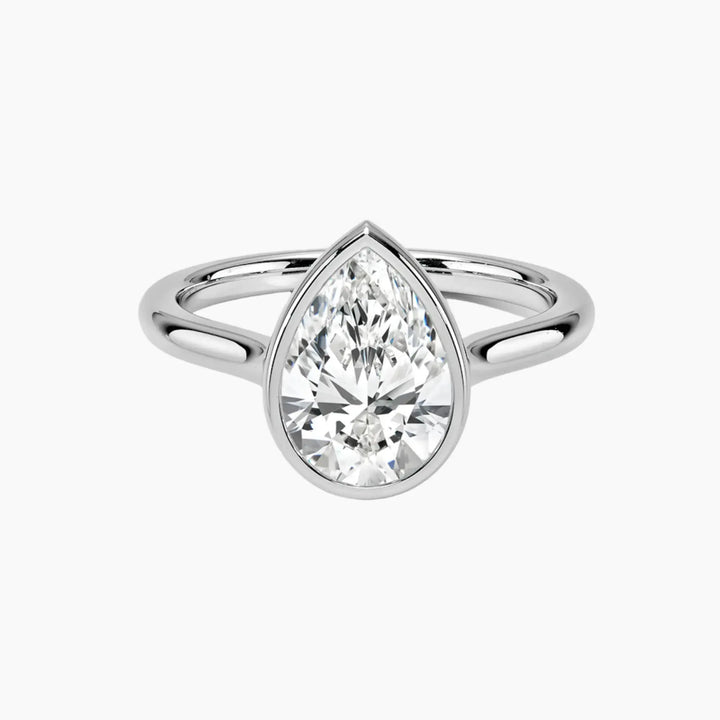 Jovienne Pear Solitaire 1 Carat Lab Grown Diamond Engagement Ring in 14K White Gold