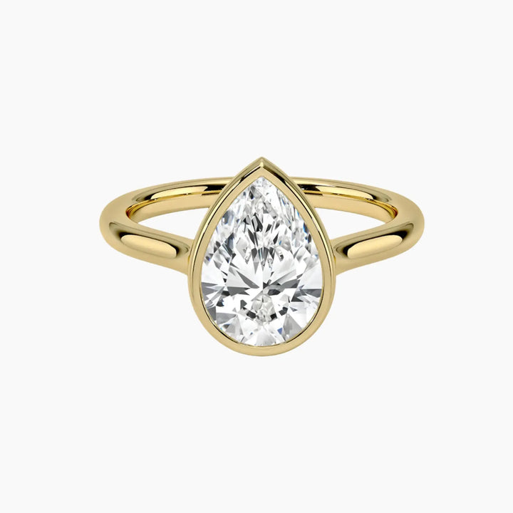 Jovienne Pear Solitaire 3 Carat Lab Grown Diamond Engagement Ring in 14K Yellow Gold