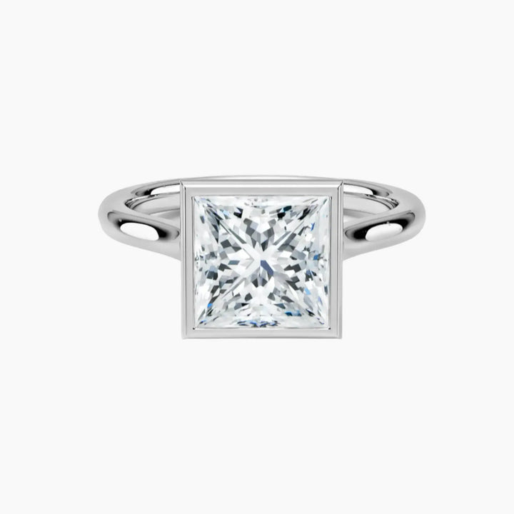 Jovienne Princess Solitaire 2 Carat Lab Grown Diamond Engagement Ring in 18K White Gold