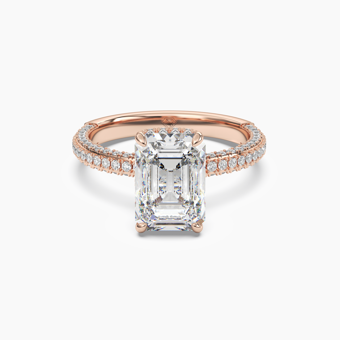 Vesper Emerald Hidden Halo 2 Carat Lab Grown Diamond Engagement Ring in 14K Rose Gold