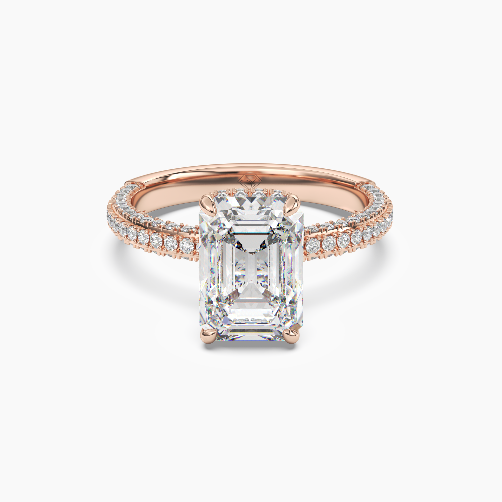 Vesper Emerald Hidden Halo 1.5 Carat Lab Grown Diamond Engagement Ring in 18K Yellow Gold