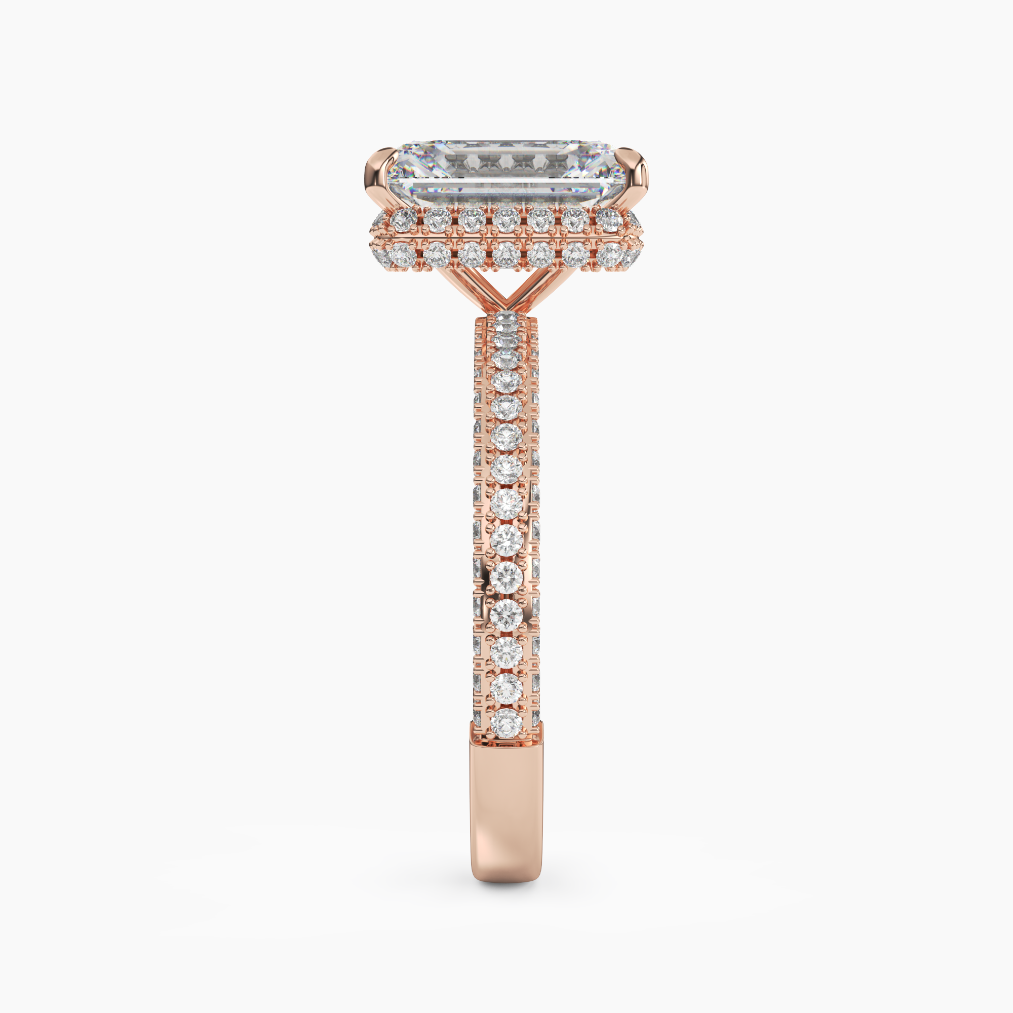 Vesper Emerald Hidden Halo Diamond Ring Setting in 18K Rose Gold