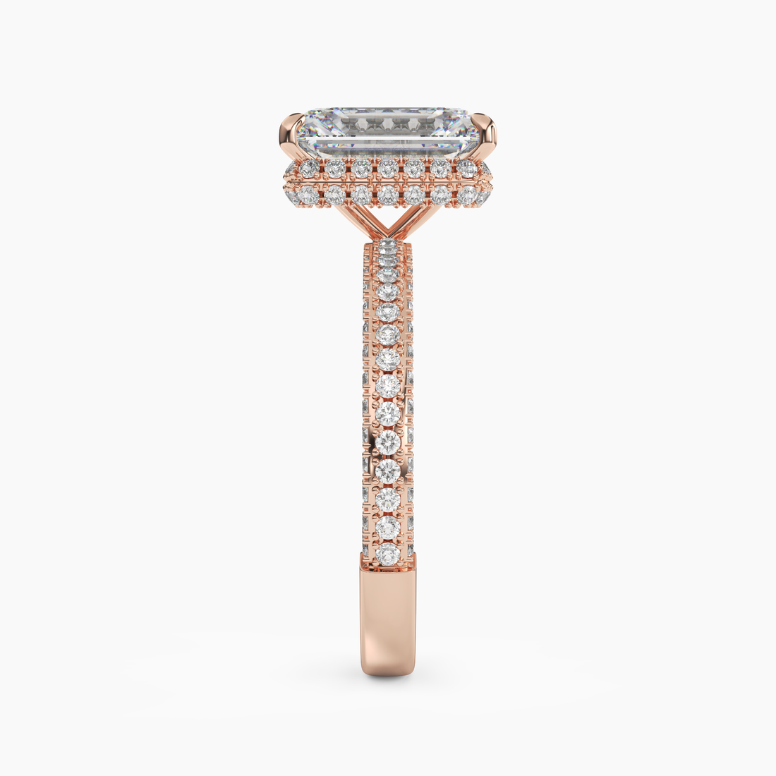 Vesper Emerald Hidden Halo Diamond Ring Setting in 14K White Gold