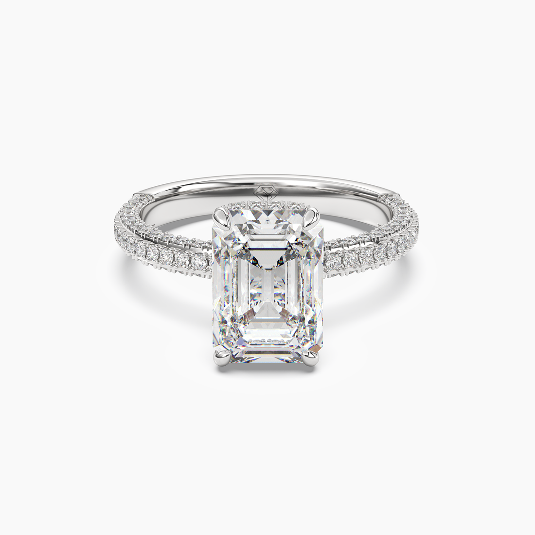 Vesper Emerald Hidden Halo 2 Carat Lab Grown Diamond Engagement Ring in 14K Rose Gold