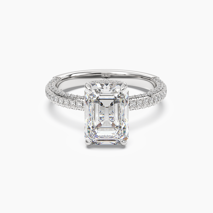 Vesper Emerald Hidden Halo 3 Carat Lab Grown Diamond Engagement Ring in 14K White Gold
