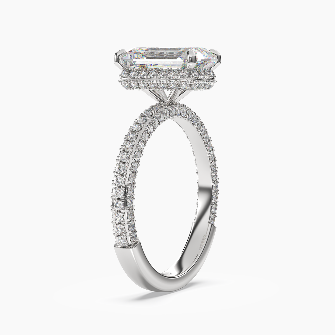 Vesper Emerald Hidden Halo 2 Carat Lab Grown Diamond Engagement Ring in 18K White Gold