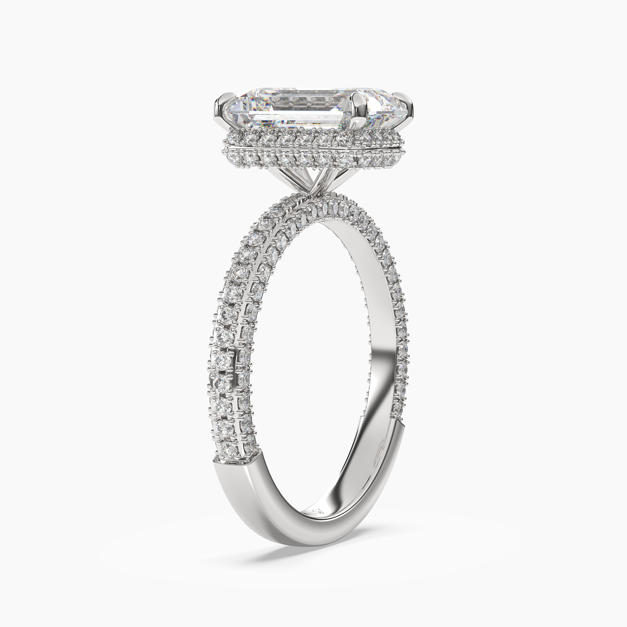 Vesper Emerald Hidden Halo 3 Carat Lab Grown Diamond Engagement Ring in 14K White Gold