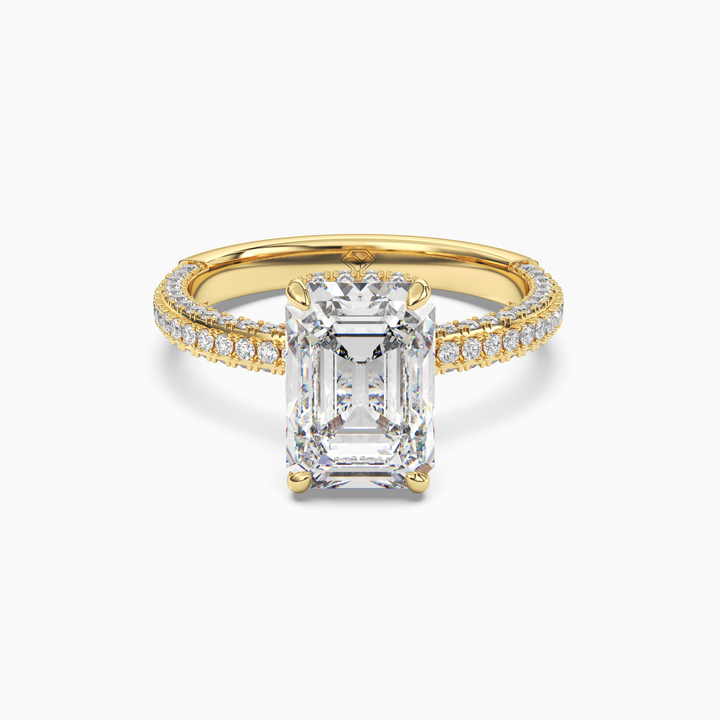 Vesper Emerald Hidden Halo 3 Carat Lab Grown Diamond Engagement Ring in 14K Yellow Gold