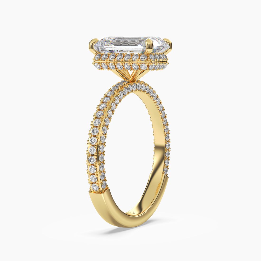 Vesper Emerald Hidden Halo 2.5 Carat Lab Grown Diamond Engagement Ring in 18K Rose Gold