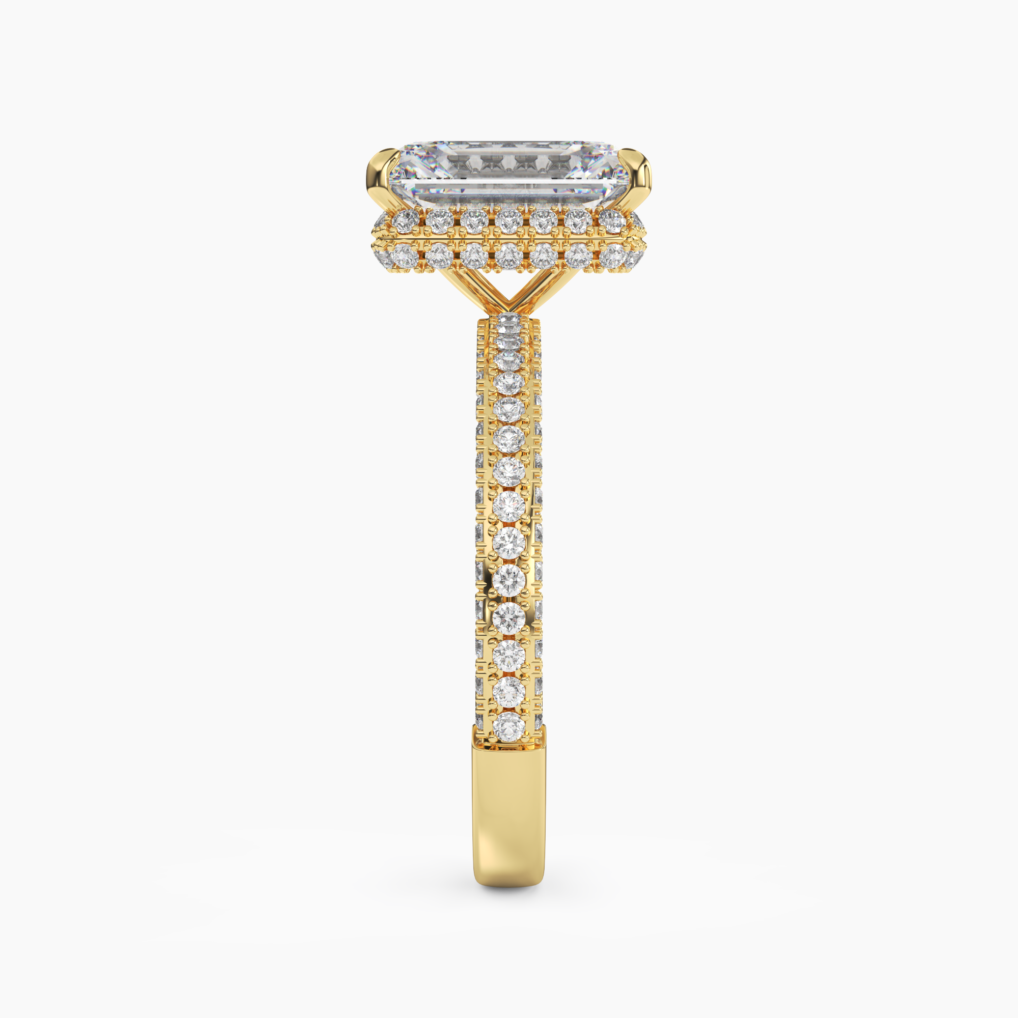Vesper Emerald Hidden Halo Diamond Ring Setting in 14K Rose Gold