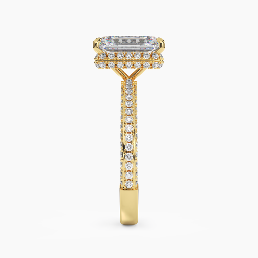 Vesper Emerald Hidden Halo Diamond Ring Setting in 18K Yellow Gold