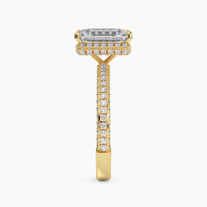 Vesper Emerald Hidden Halo 2.5 Carat Lab Grown Diamond Engagement Ring in 14K Rose Gold