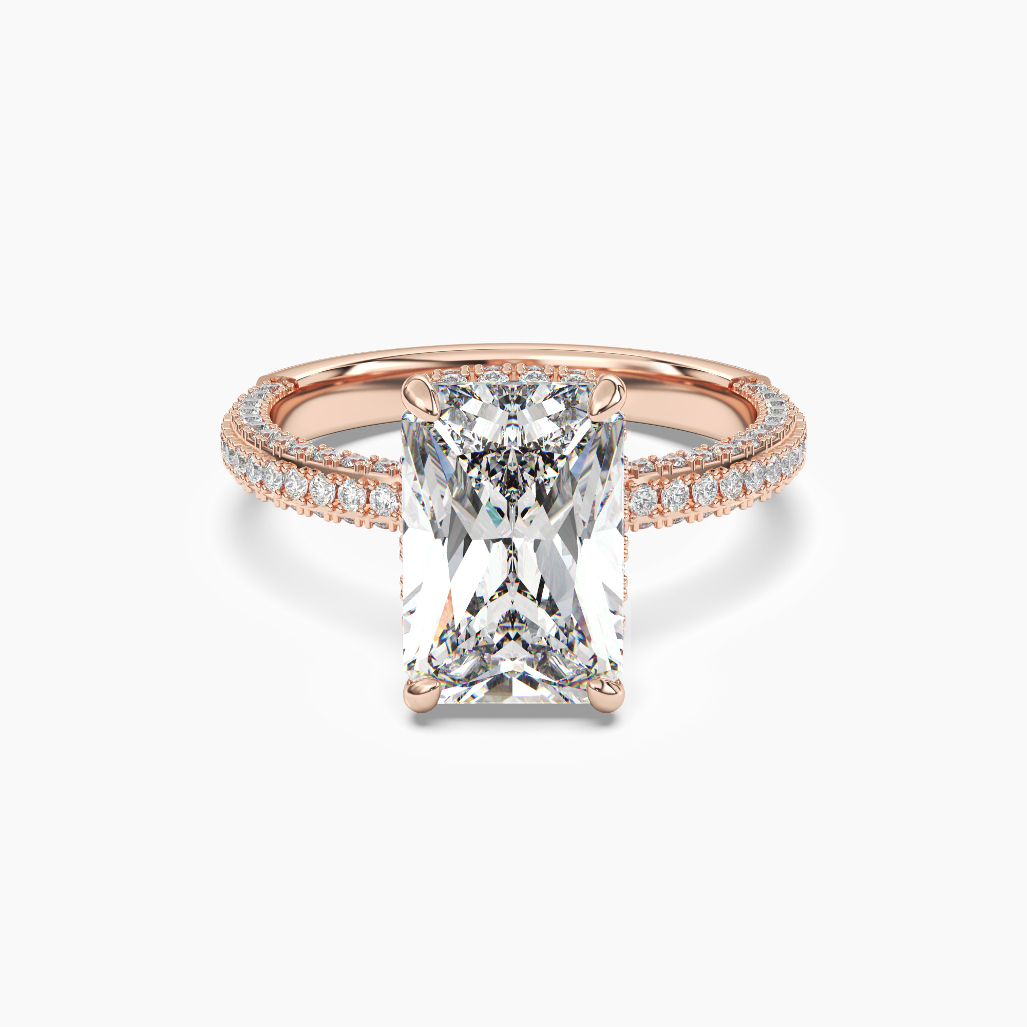 Vesper Radiant Hidden Halo 3 Carat Lab Grown Diamond Engagement Ring in 14K White Gold