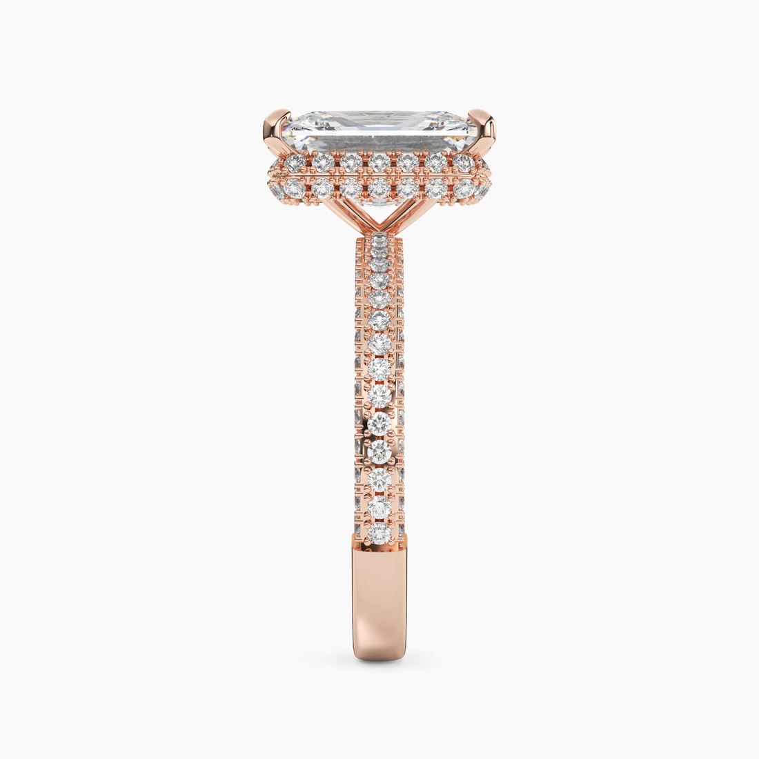 Vesper Radiant Hidden Halo Diamond Ring Setting in 14K White Gold