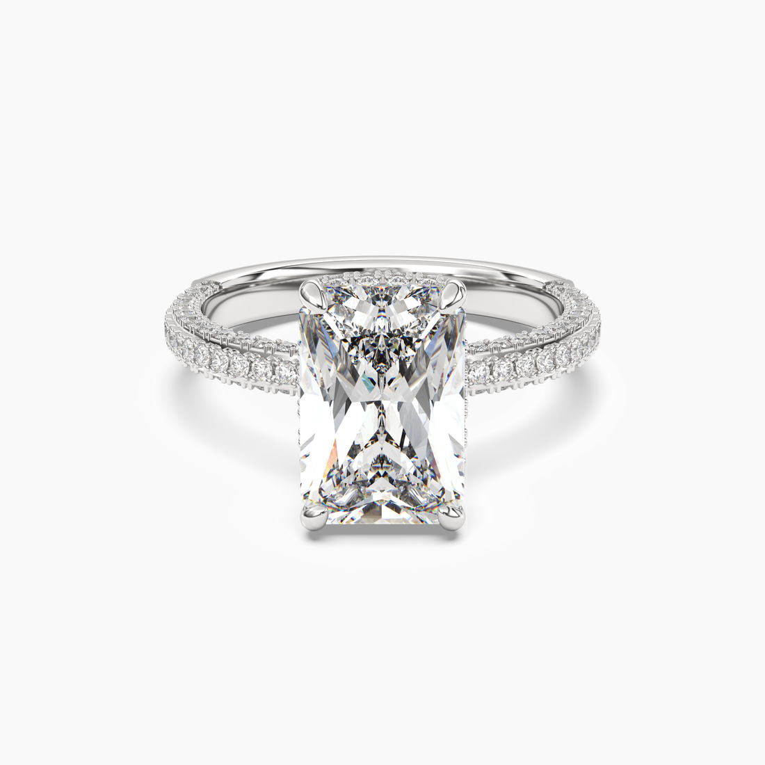 Vesper Radiant Hidden Halo 2.5 Carat Lab Grown Diamond Engagement Ring in 18K White Gold