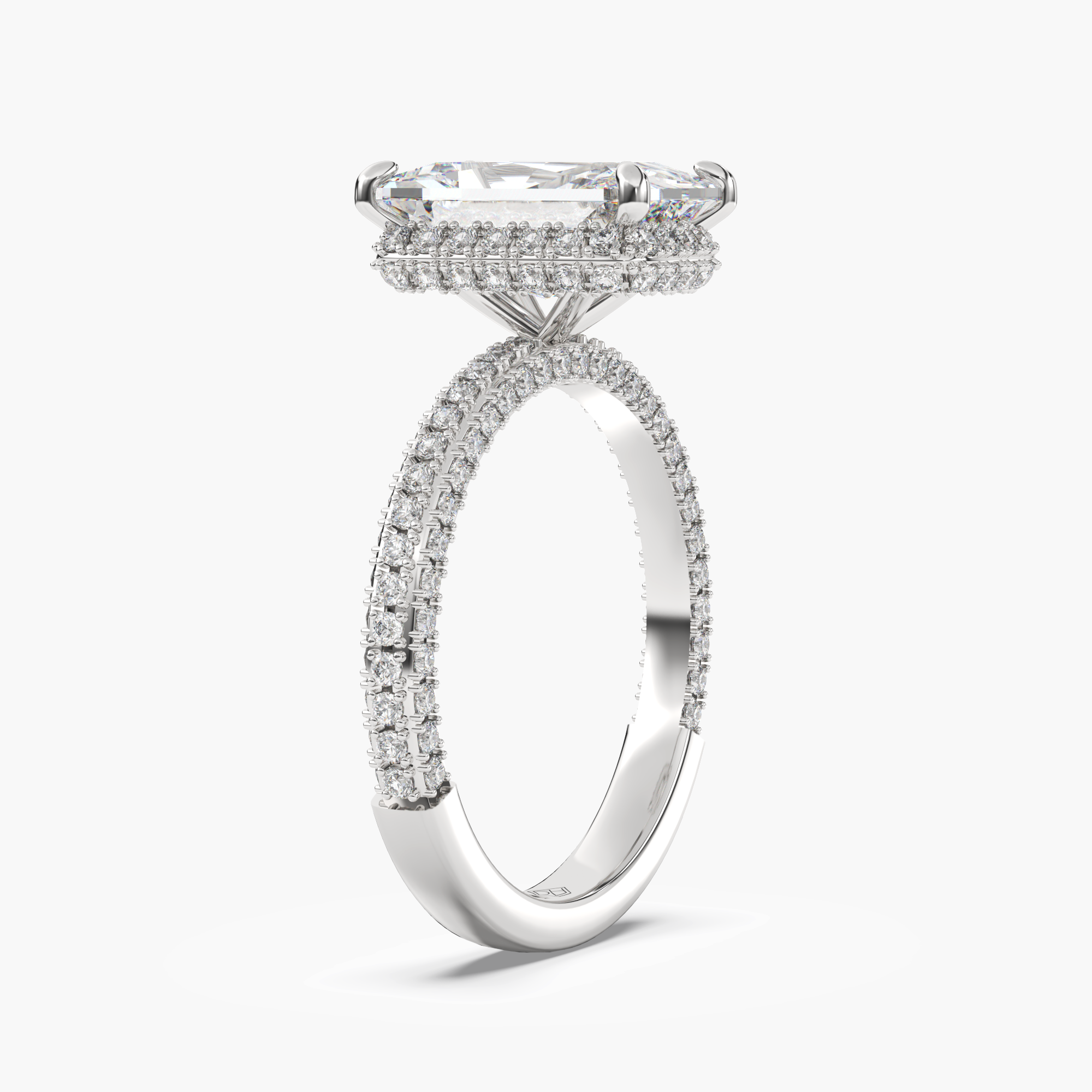 Vesper Radiant Hidden Halo 3 Carat Lab Grown Diamond Engagement Ring in 14K White Gold