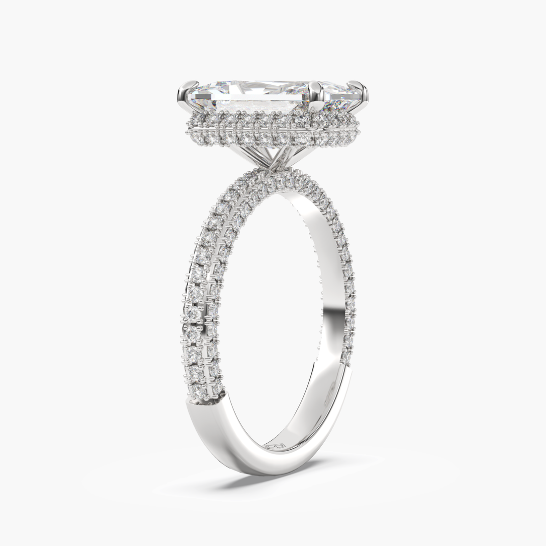 Vesper Radiant Hidden Halo 3 Carat Lab Grown Diamond Engagement Ring in 14K White Gold