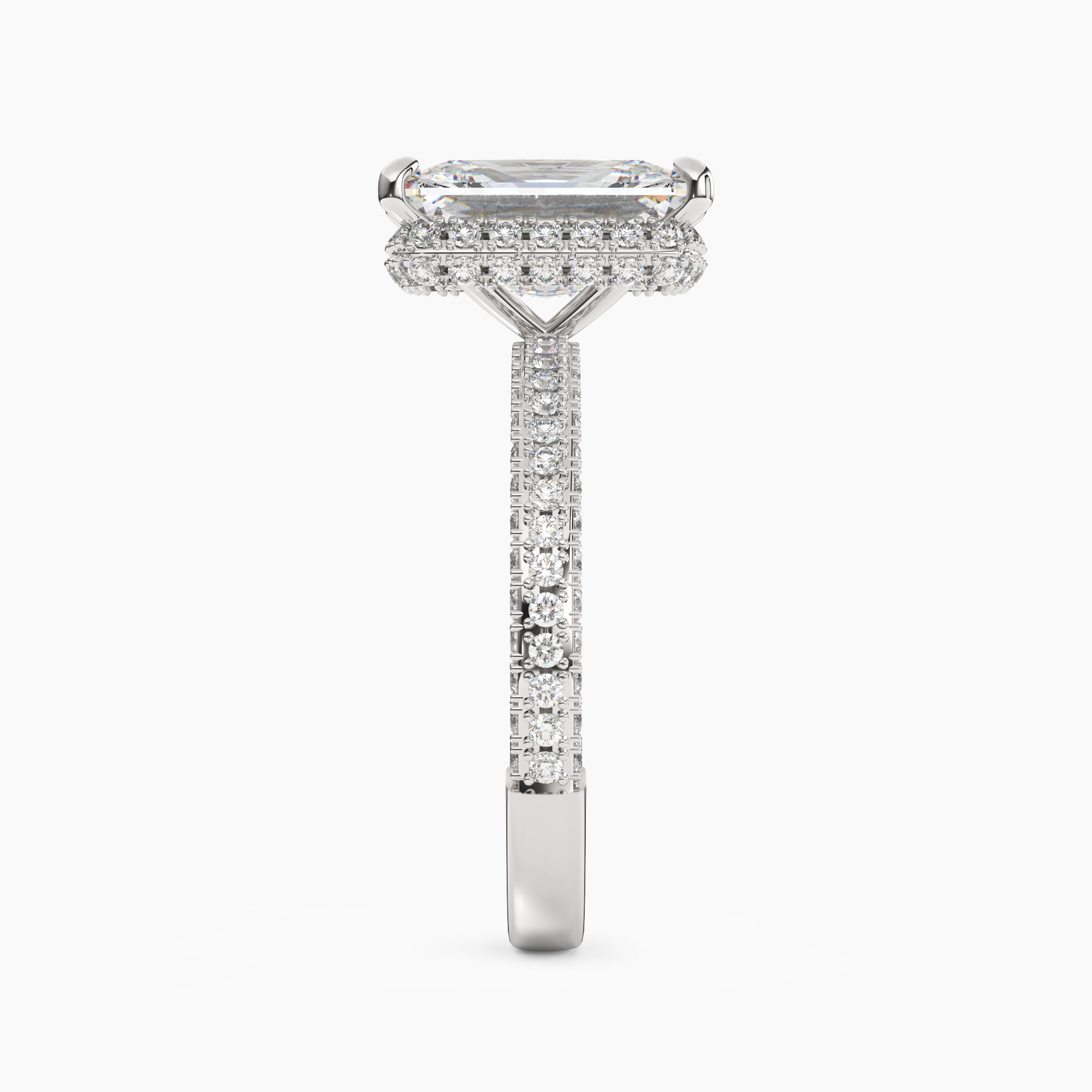 Vesper Radiant Hidden Halo 1.5 Carat Lab Grown Diamond Engagement Ring in 18K White Gold