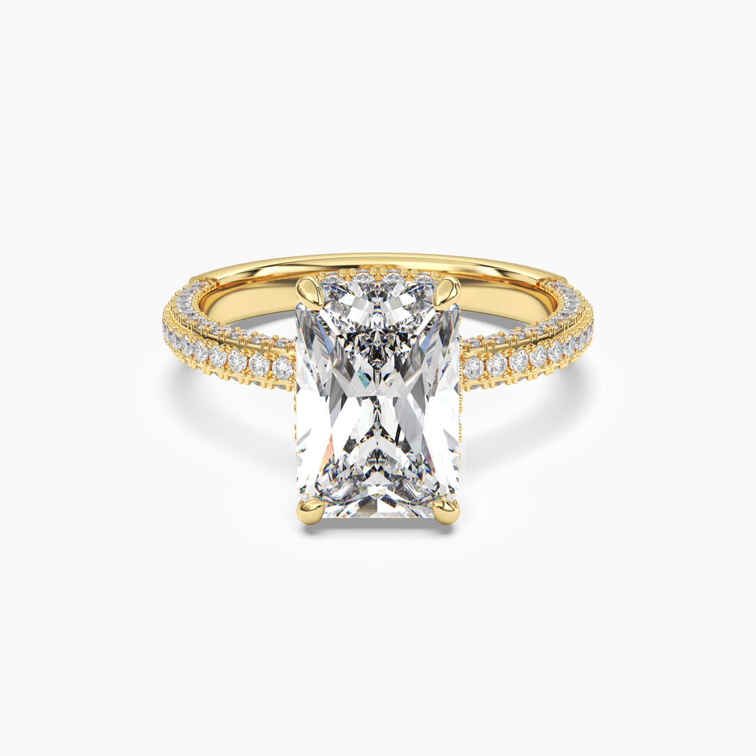 Vesper Radiant Hidden Halo 2.5 Carat Lab Grown Diamond Engagement Ring in 18K Yellow Gold